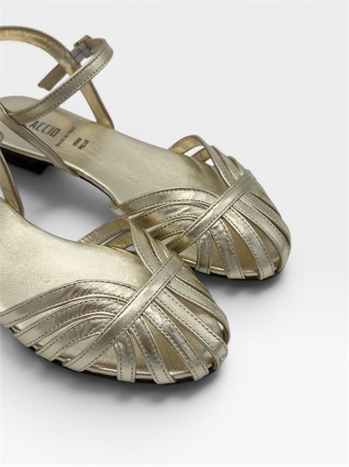 Sandali intrecciati oro con cinturino da donna IL LACCIO | G500LAMINATOPLATINO